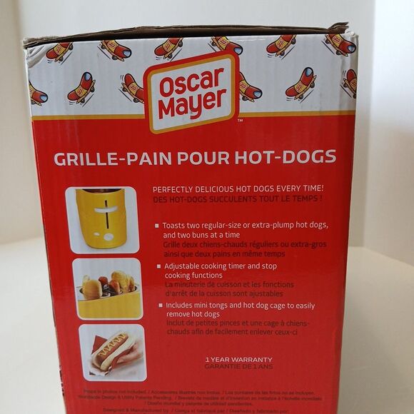 Oscar Mayer 2 Slot Hot Dog and Bun Pop Up Toaster NEW SEALED! Minimal Box Damage - Picture 8 of 16